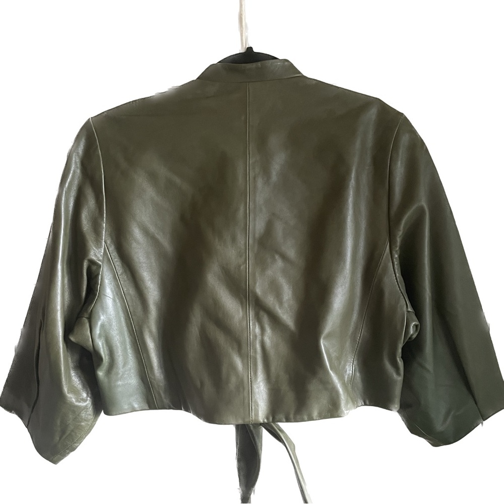NWT Lamarque Green Cropped Leather Jacket/Blazer - Picture 5 of 9